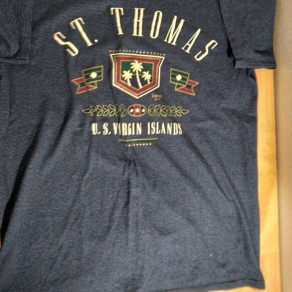 Vintage St. Thomas US Virgin Islands Striped T-Shirt - Picture 2 of 9